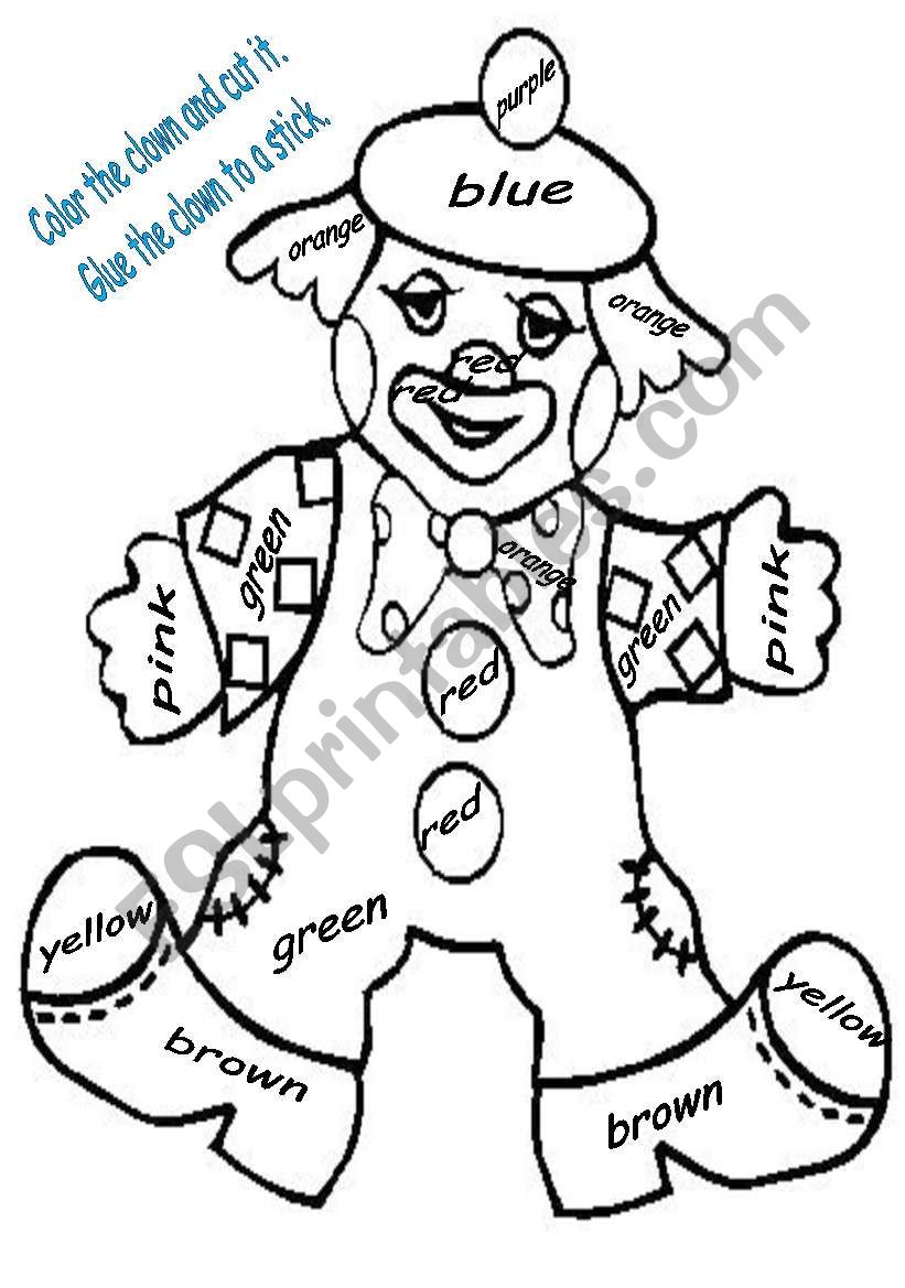 clown coloring page worksheet