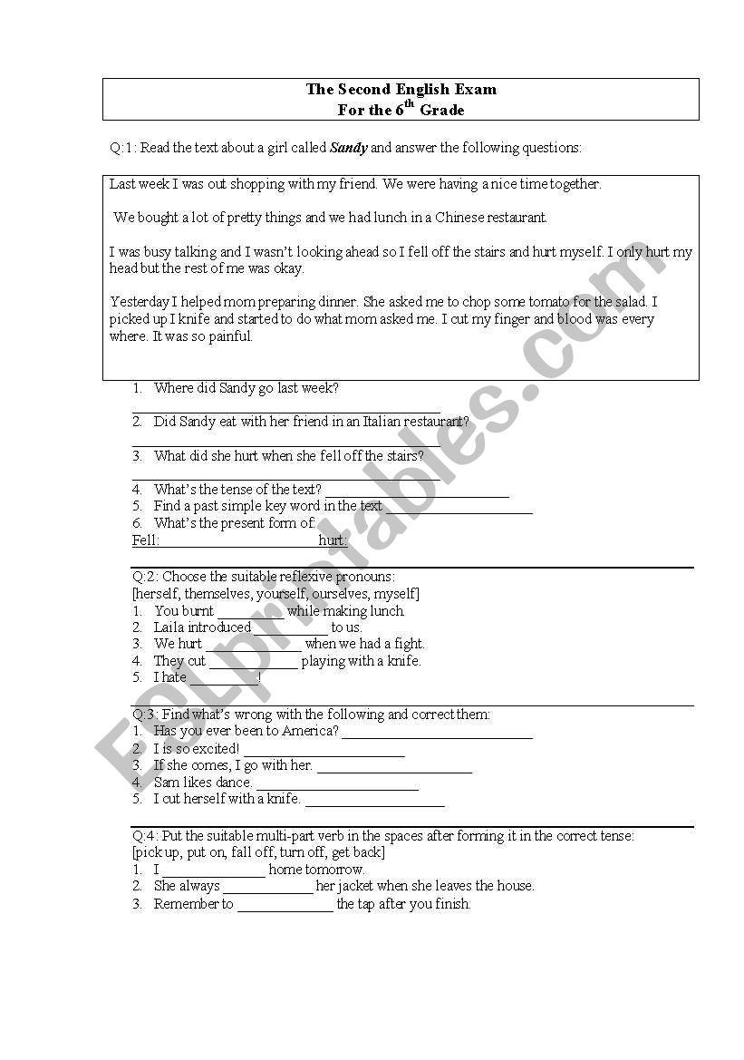 Exam worksheet