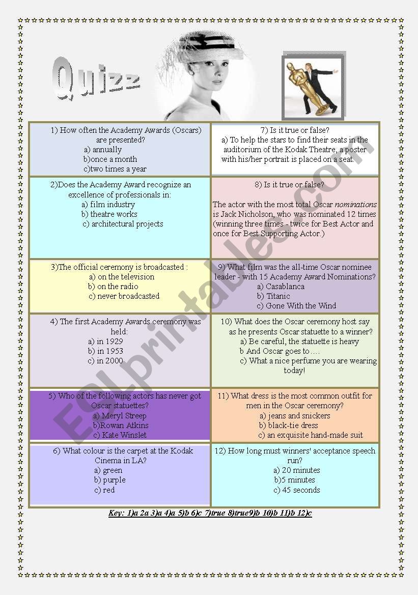 Oscar Quizz worksheet