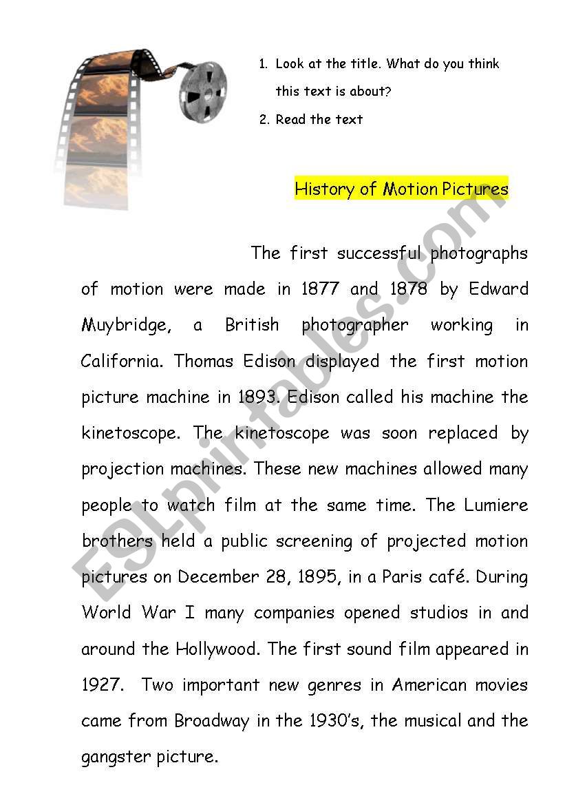 The History of Motion Pictures