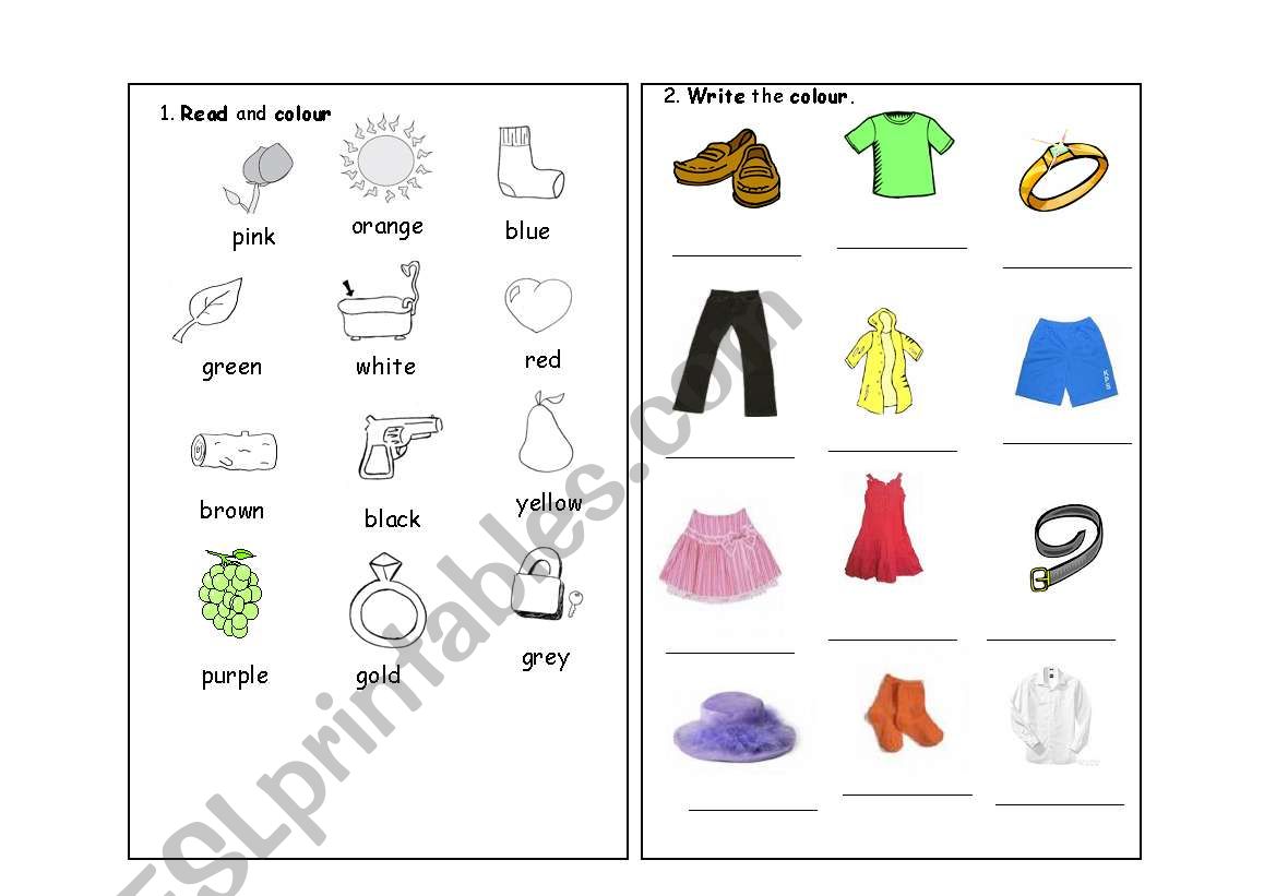 colours worksheet