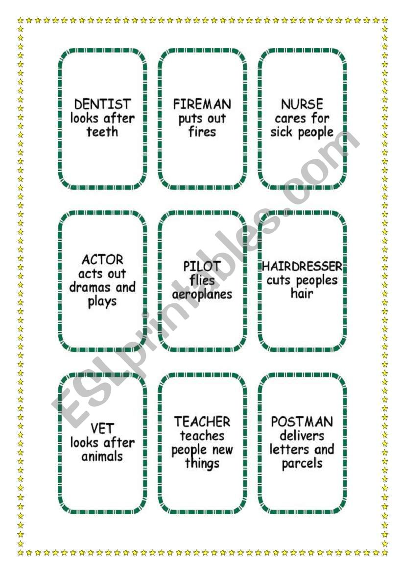 Job Memory Game Part 2 worksheet