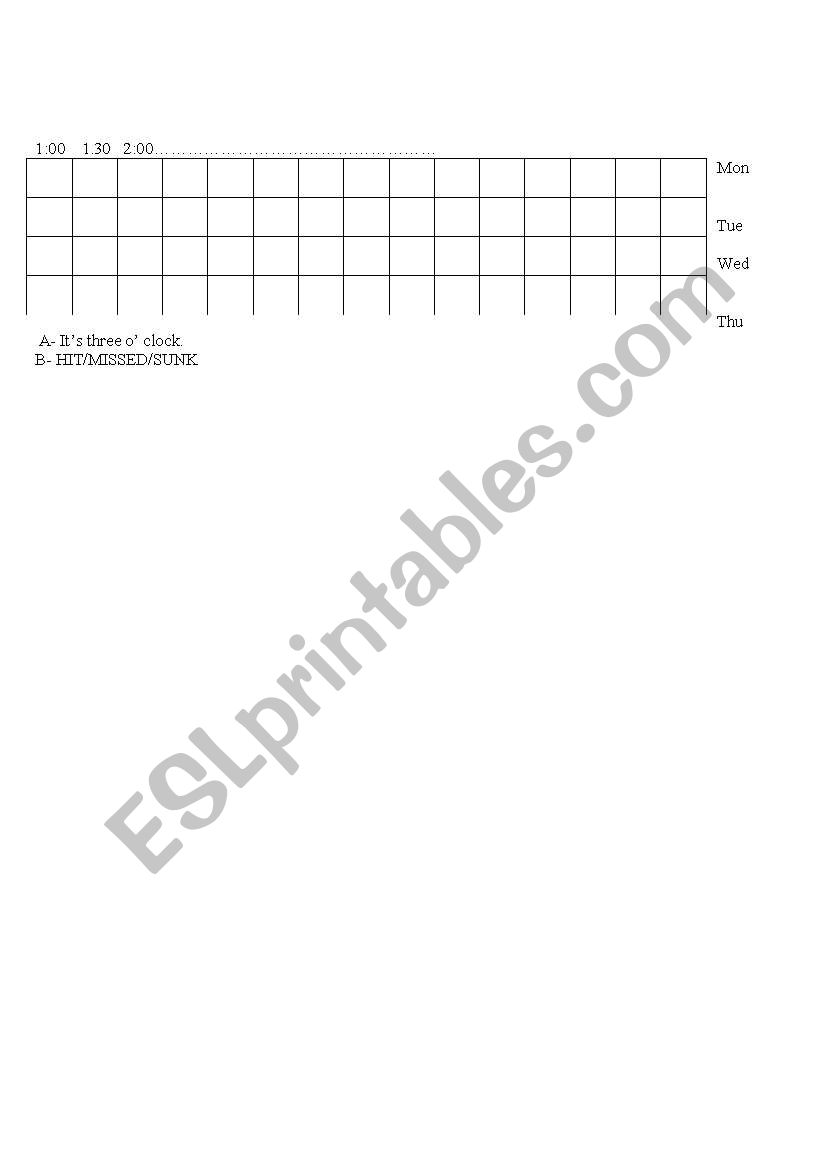 Time Battleship worksheet