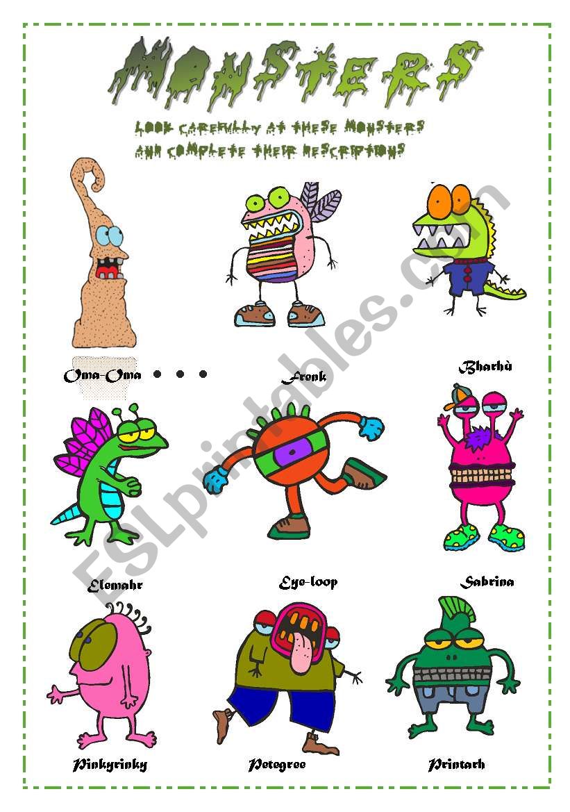 Monsters (II) worksheet