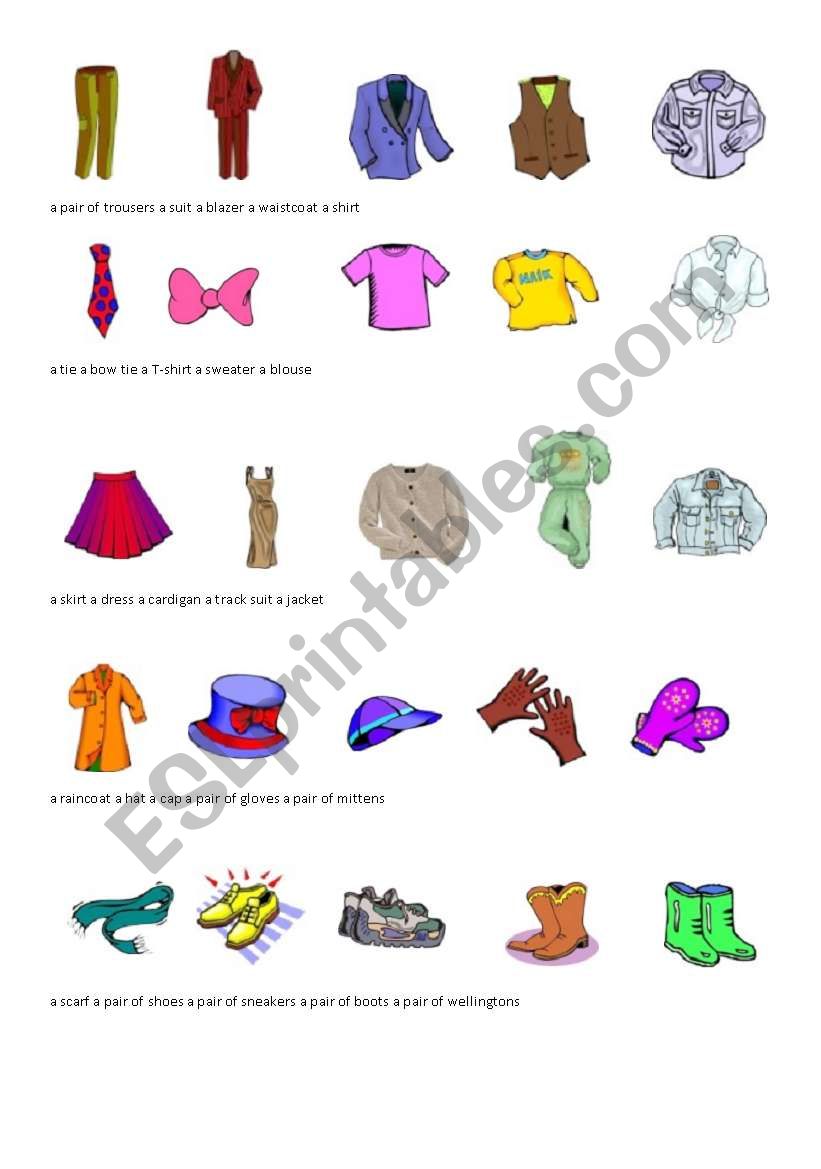 Clothes vocabulary worksheet
