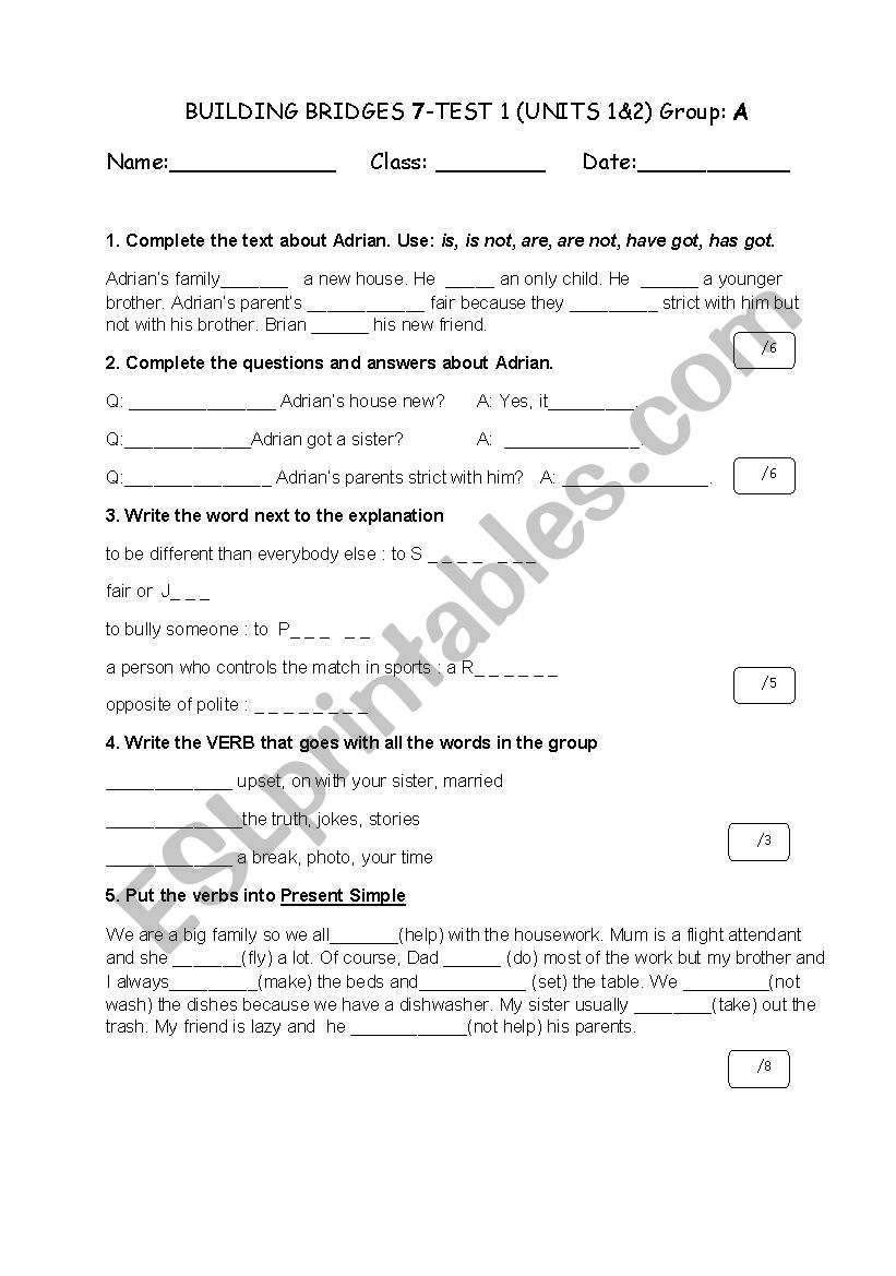 tenses, pronouns worksheet