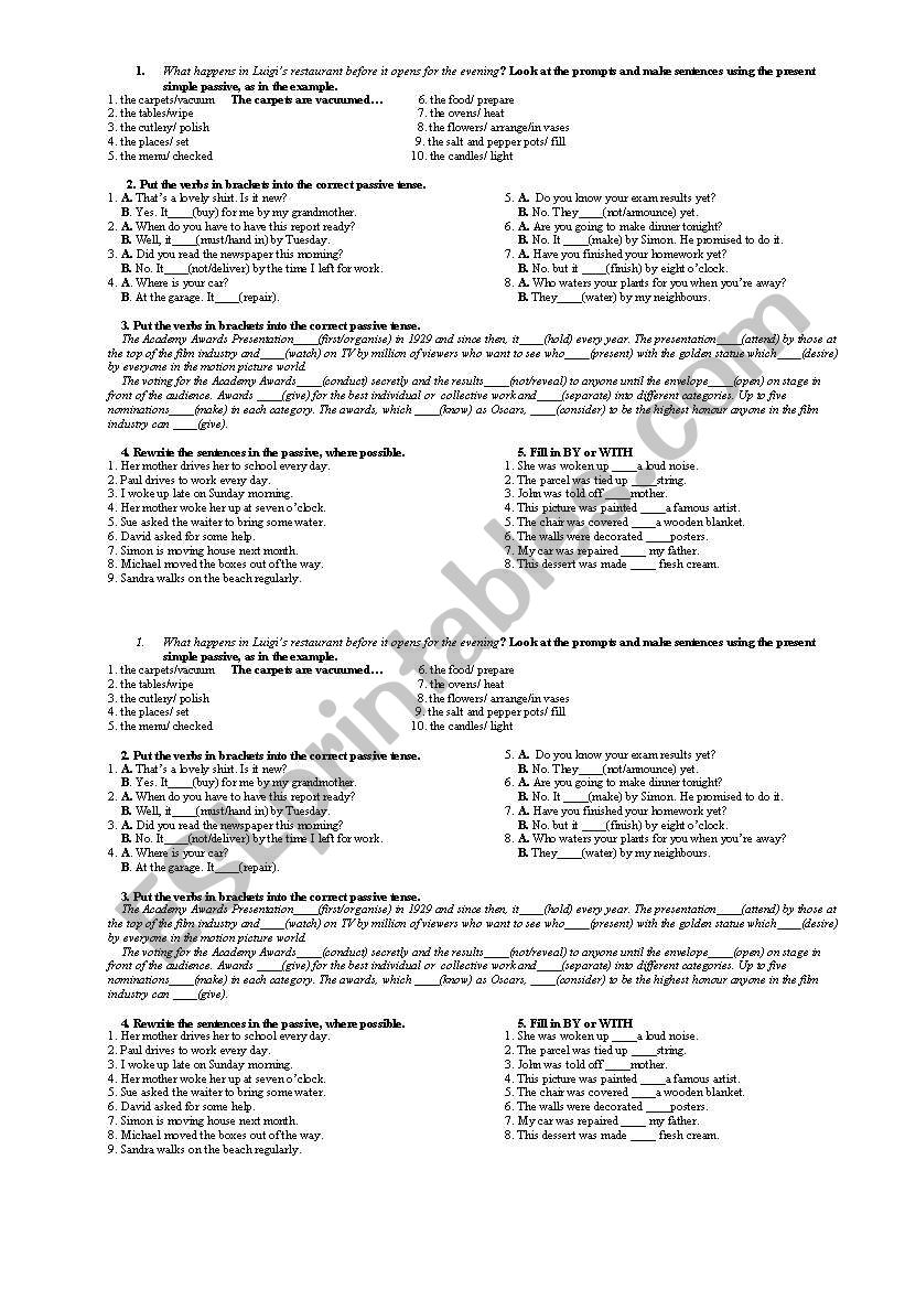 Passive worksheet