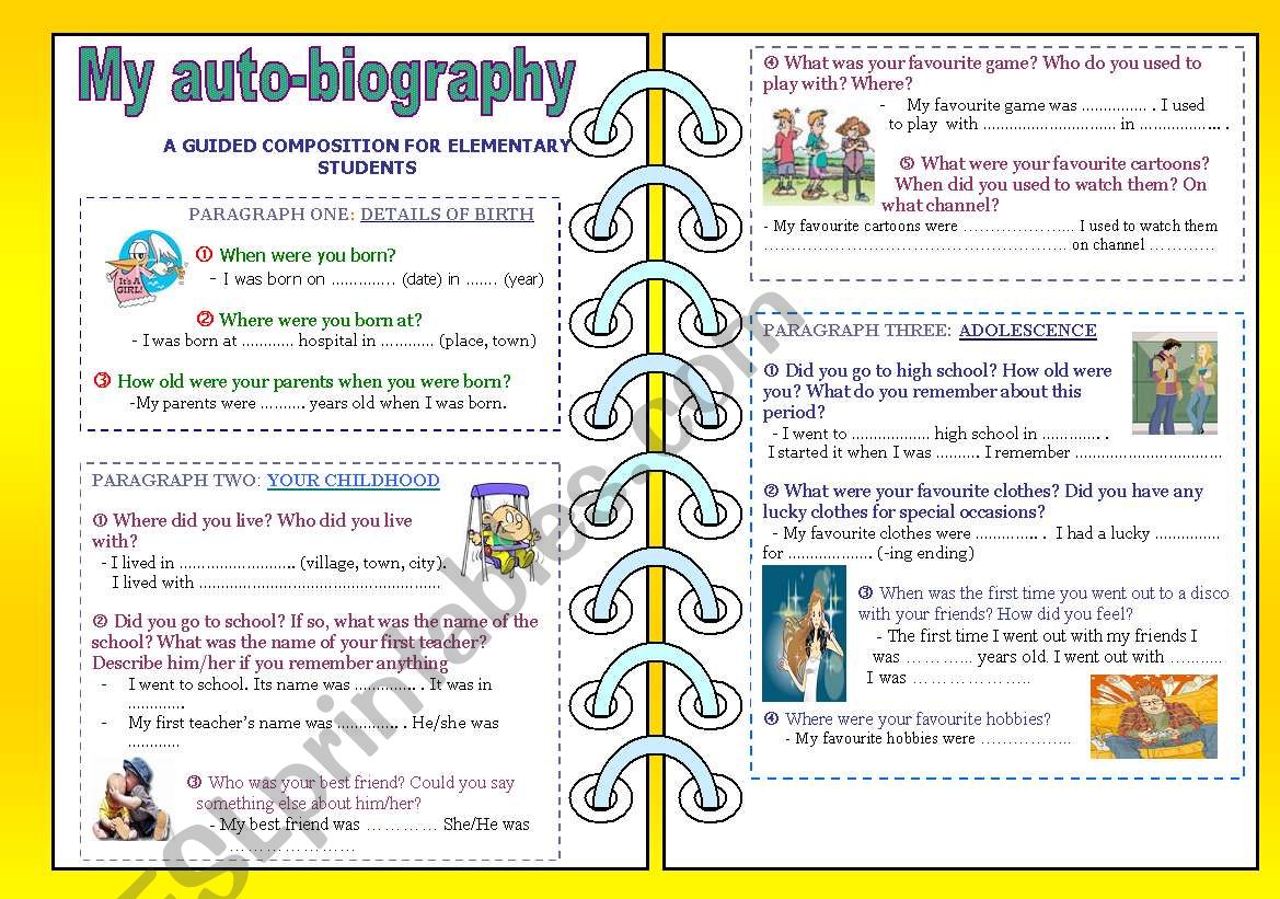 My auto-biography worksheet