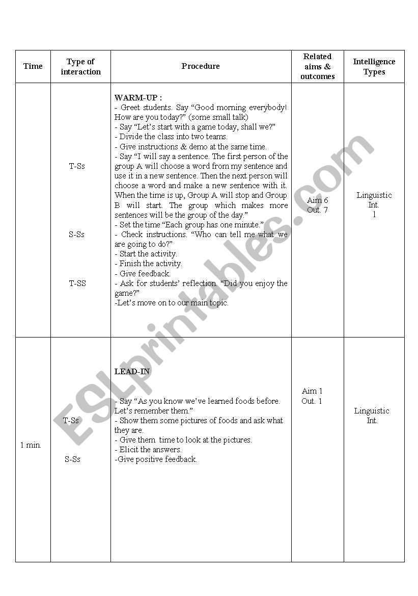 lesson plan worksheet