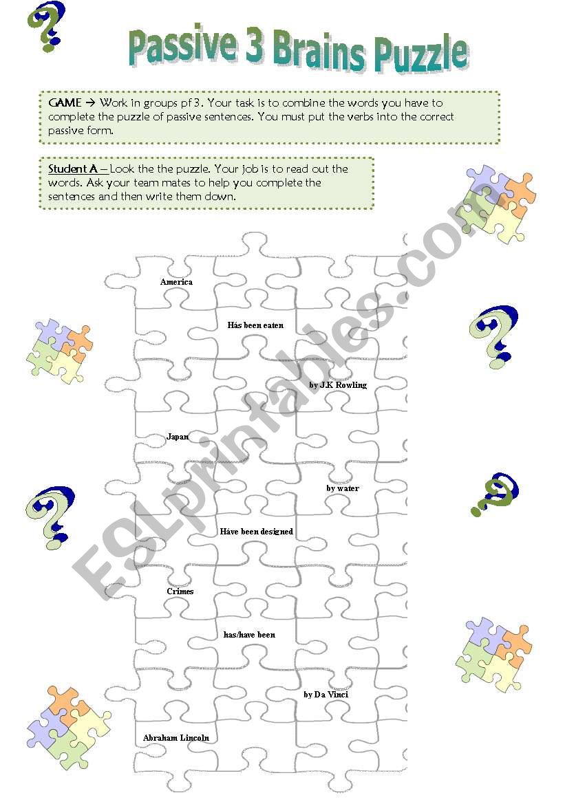 Passive Puzzle Game - In groups of 3 