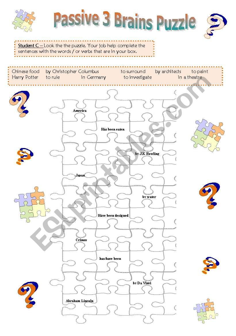 Passive voice puzzle game - student B