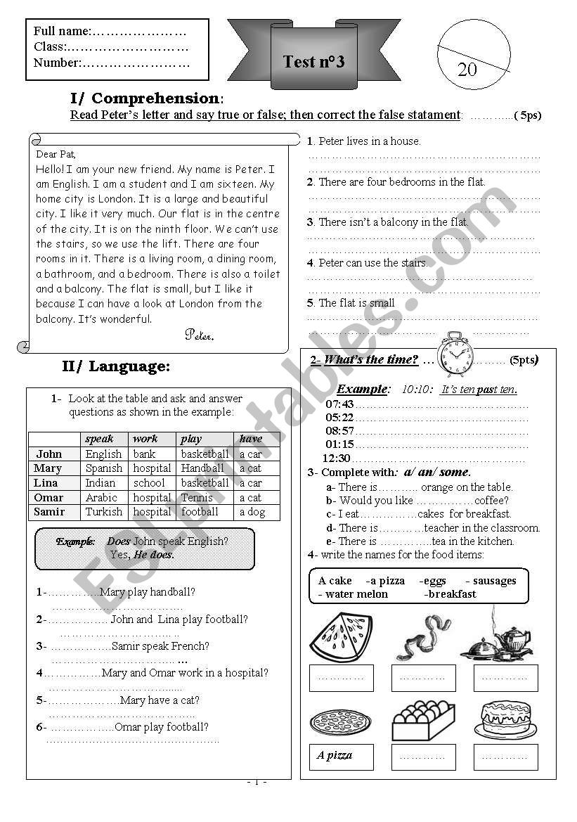 global test or review (2pages)