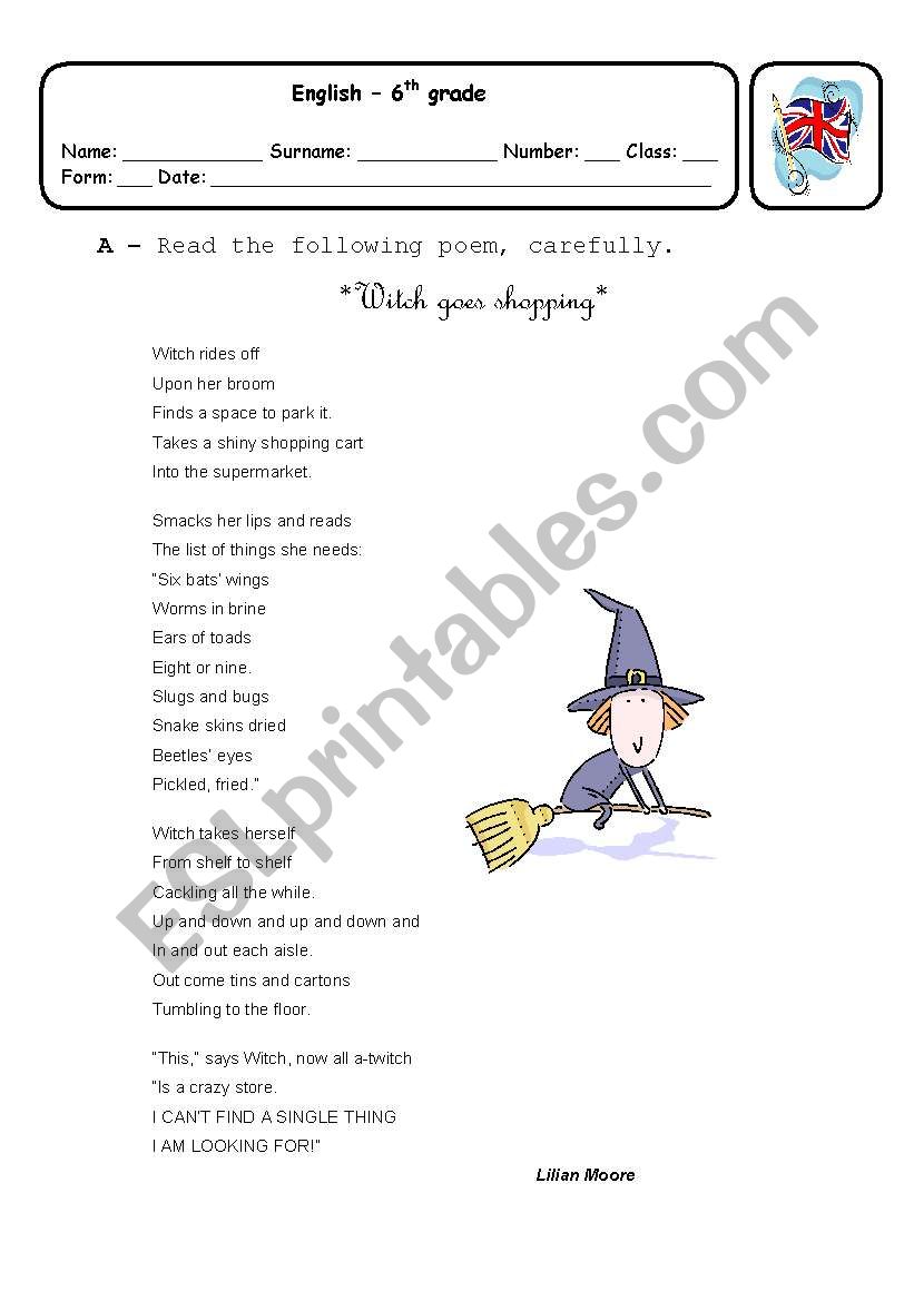 Witch goes Shopping worksheet