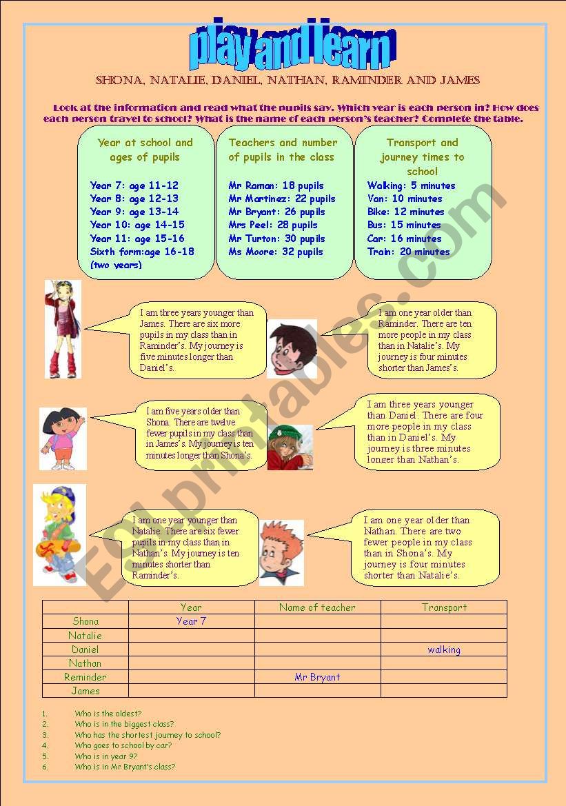 Play and learn worksheet