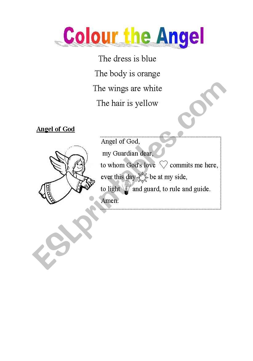 COLOUR THE ANGEL worksheet