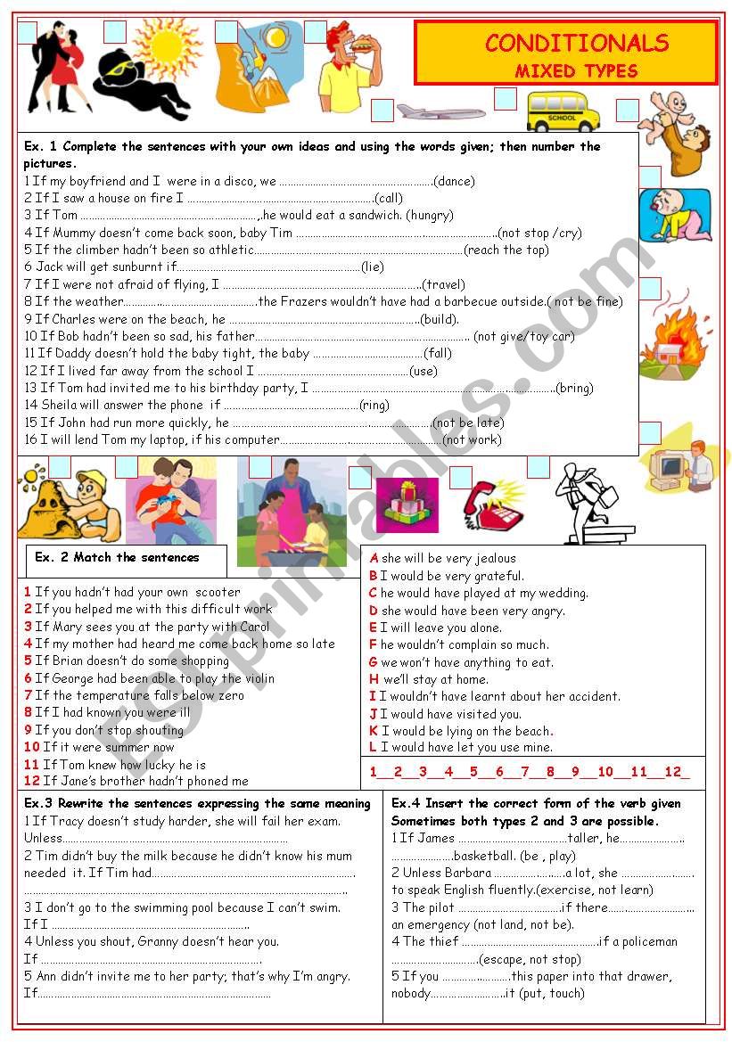 Conditionals, mixed types worksheet