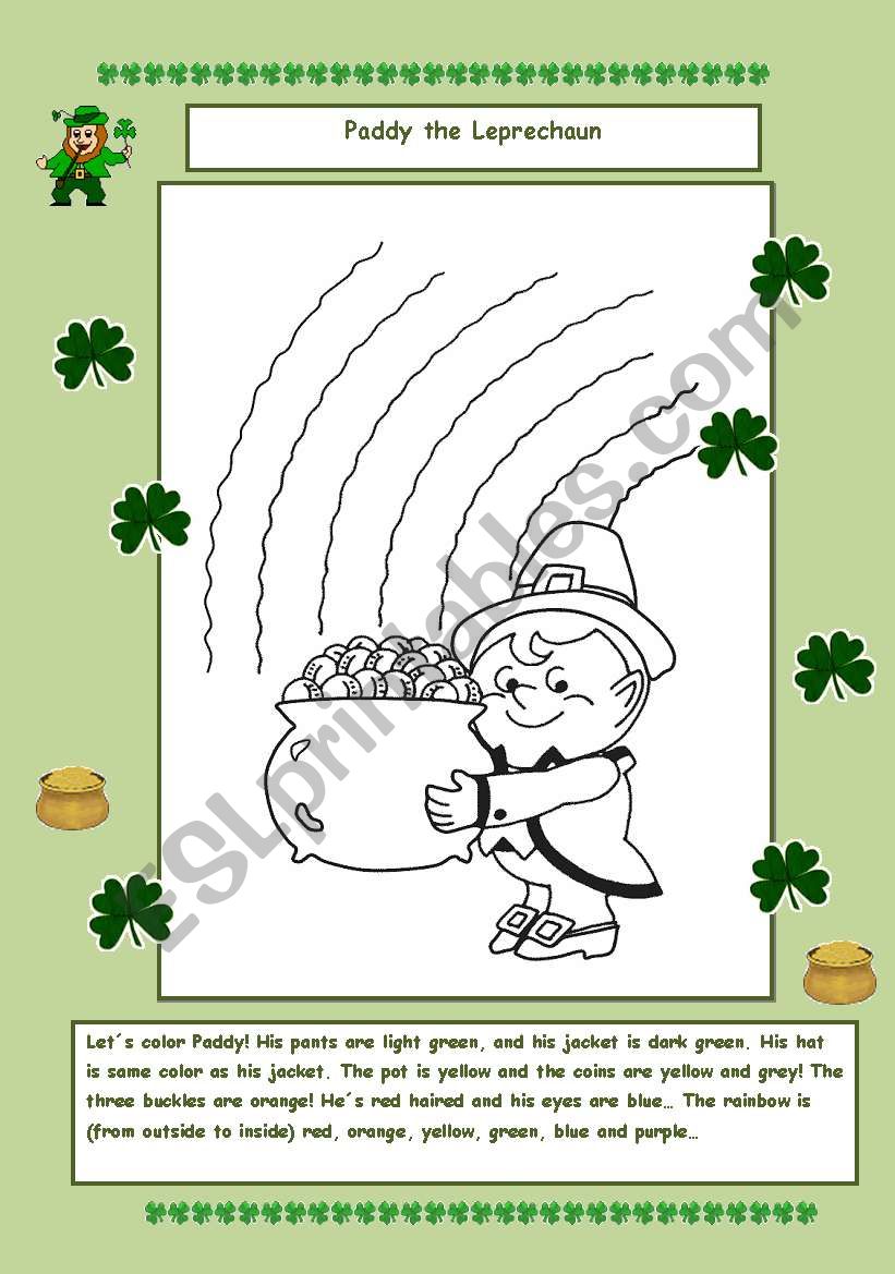 Paddy the Leprechaun worksheet