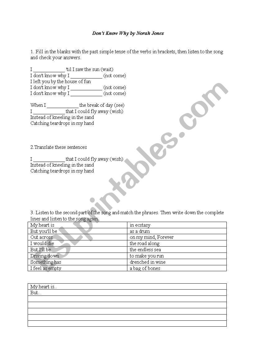Lyric worksheet