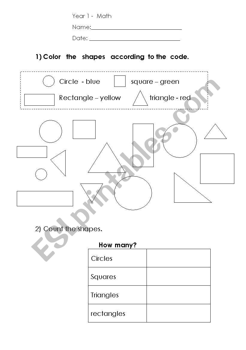 Shapes worksheet