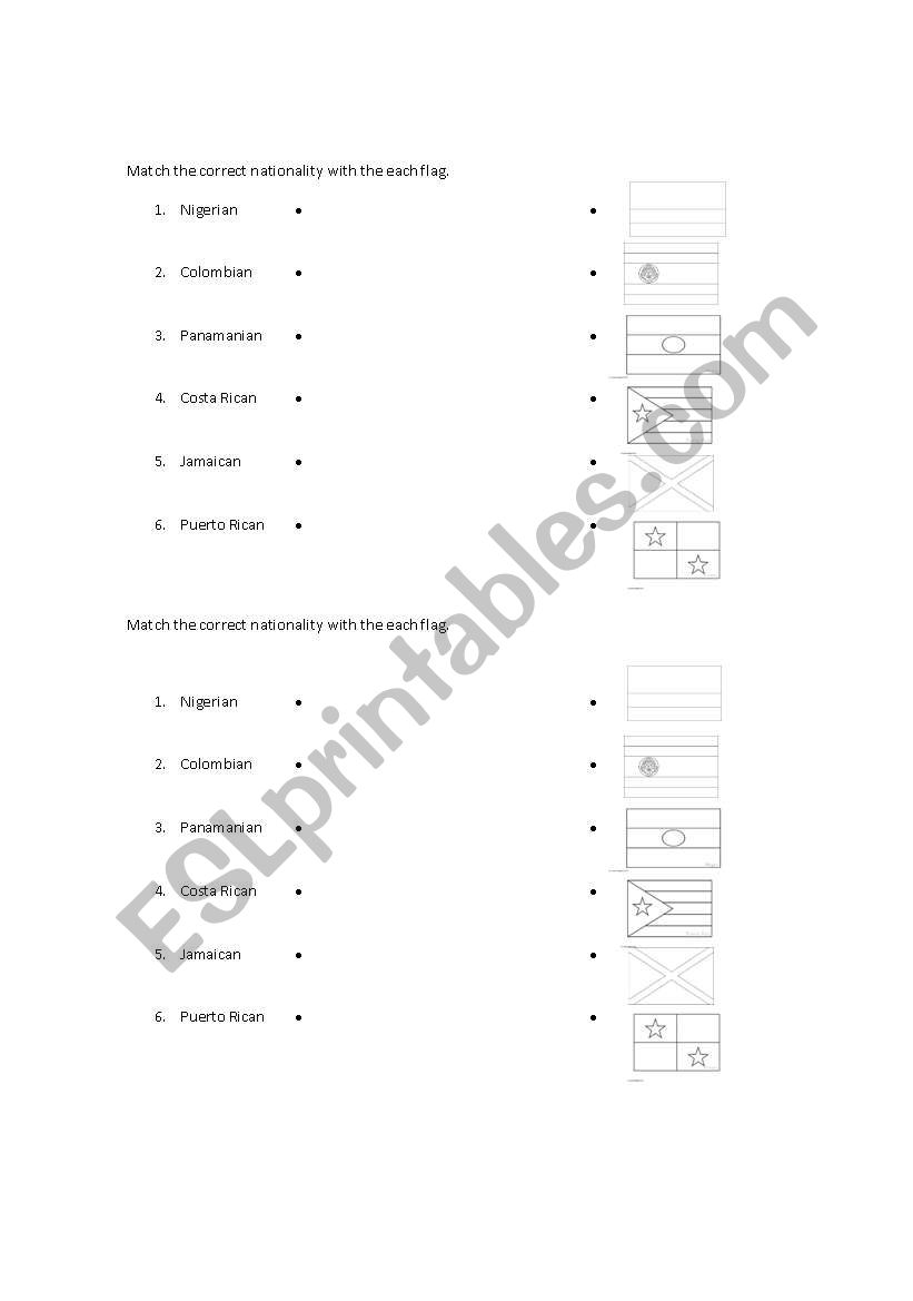 match nationalities  worksheet