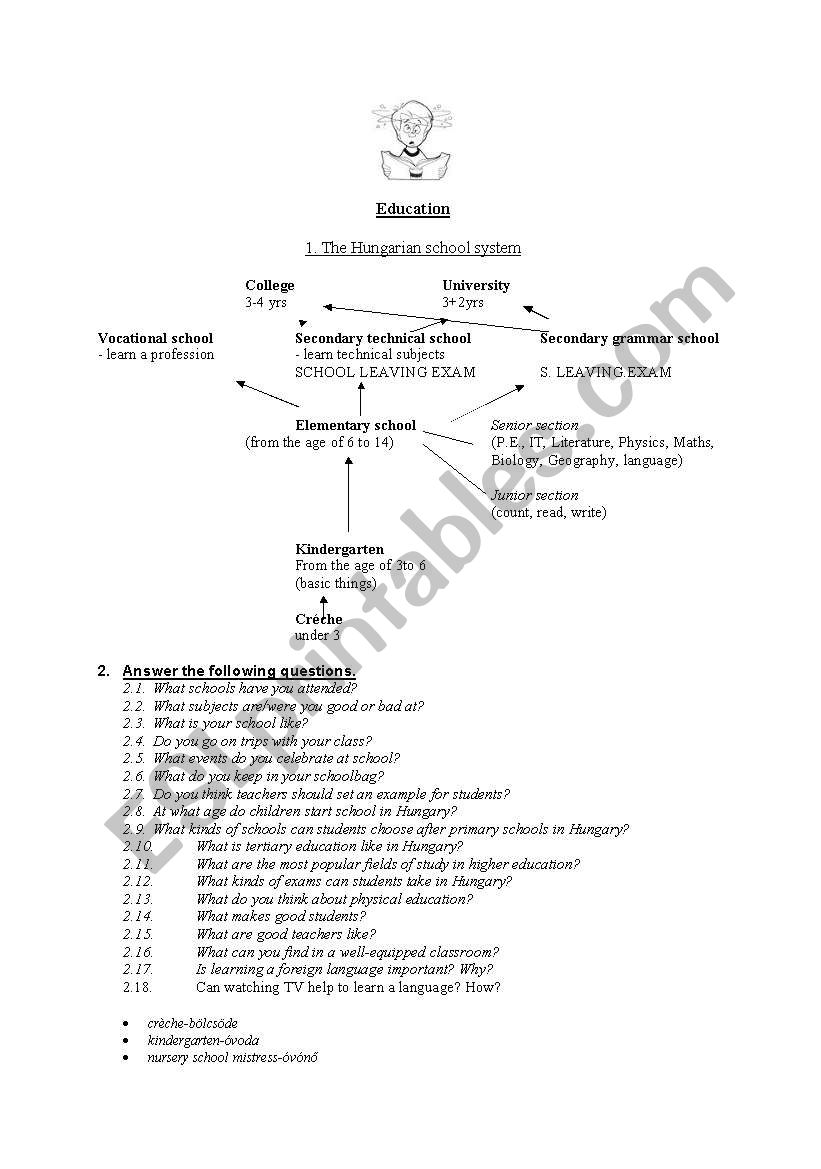 Education worksheet