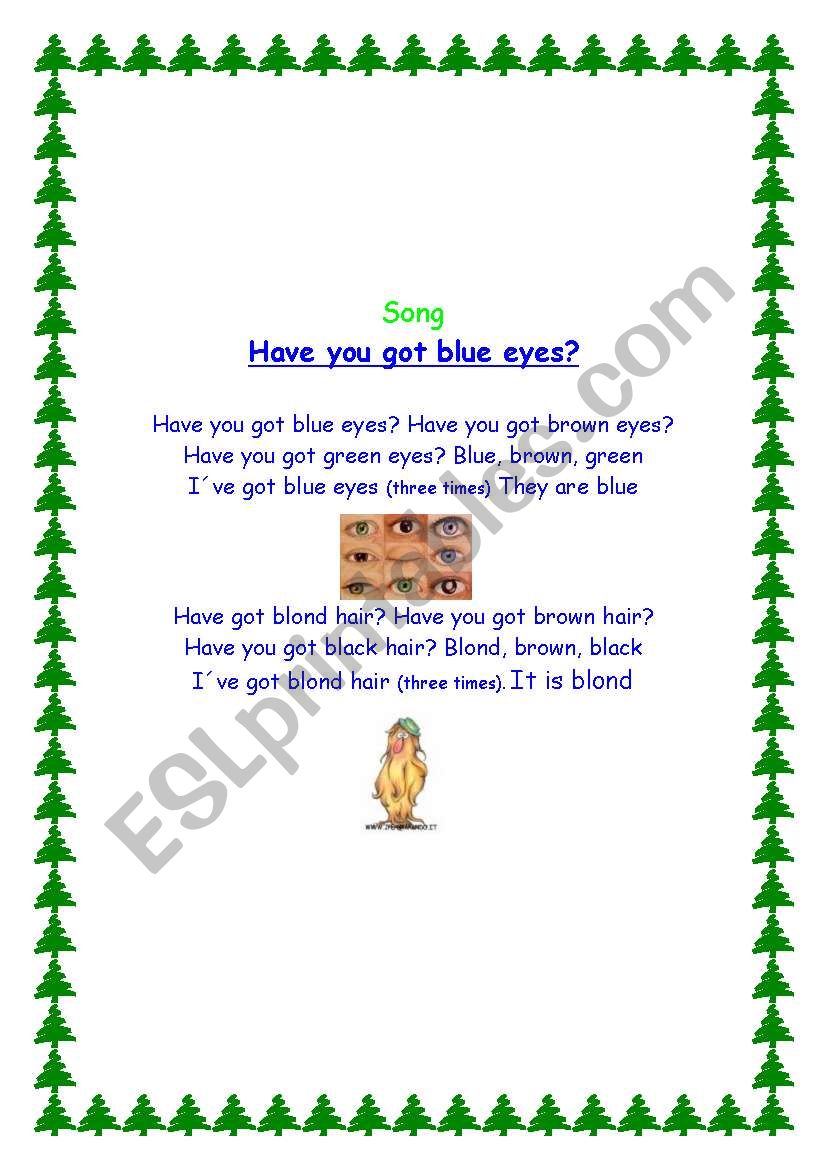 Have you got blue eyes? worksheet