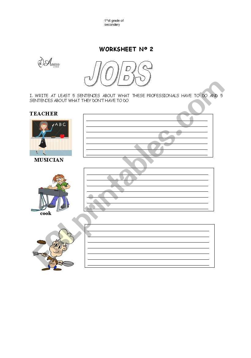 jobs (daily routines) worksheet