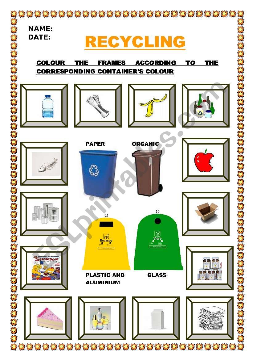 LETS RECYCLE worksheet