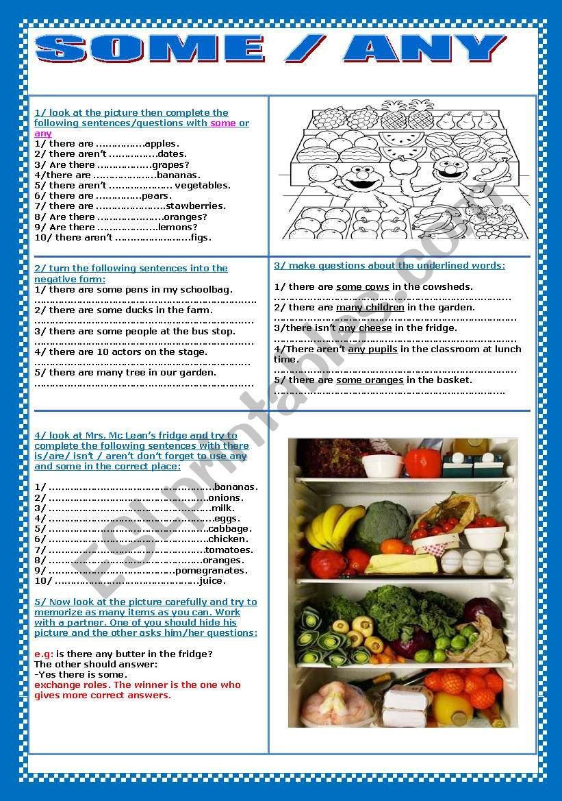 some / any worksheet