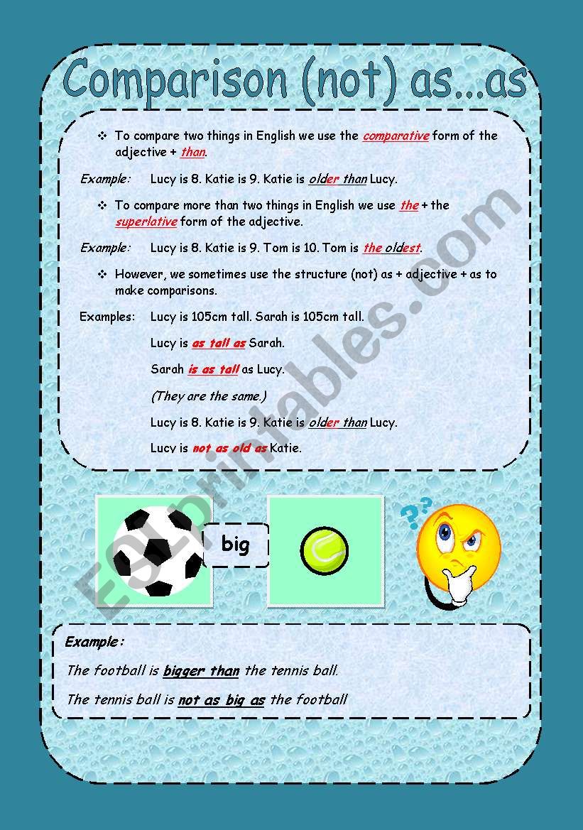 Comparison (not) as...asw worksheet