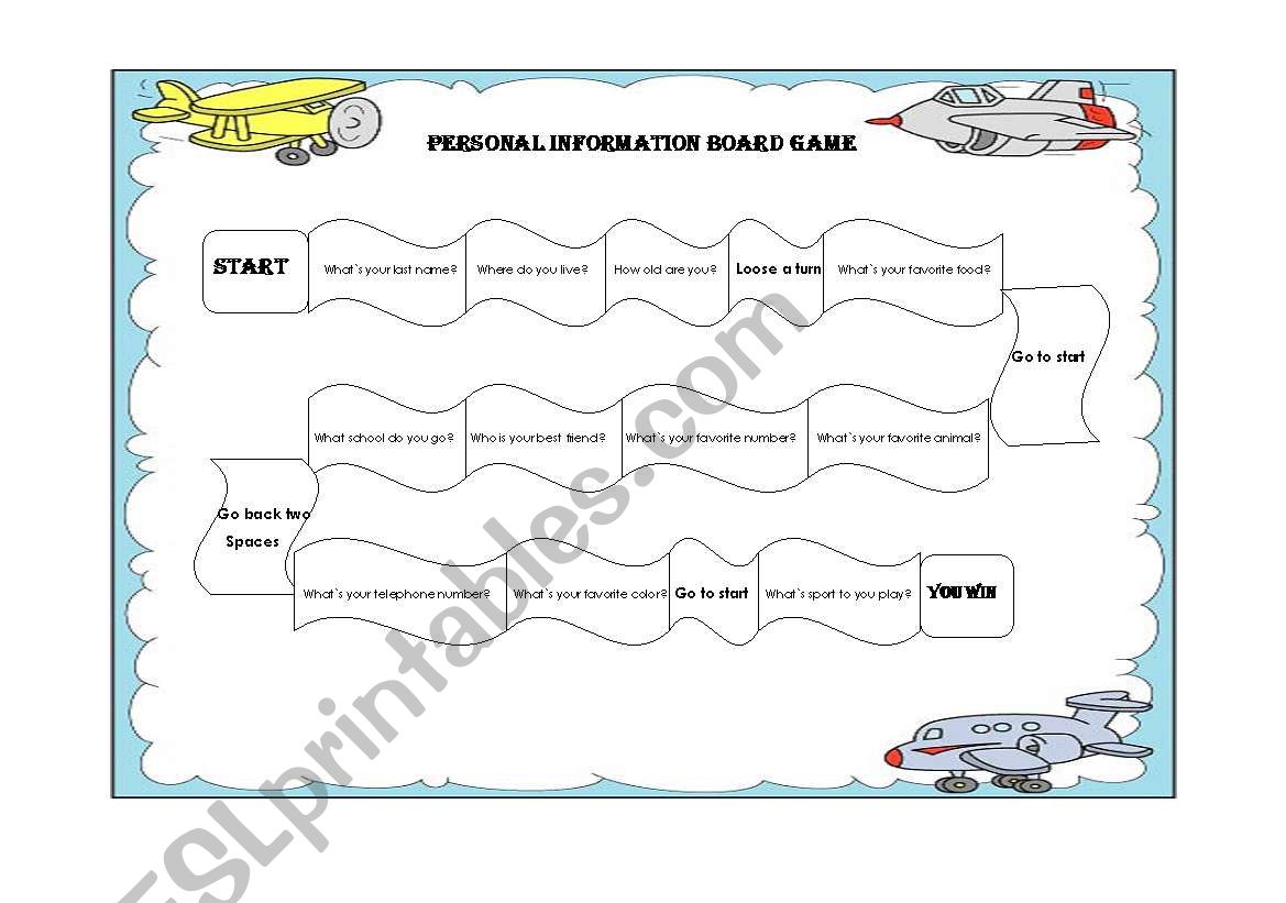 Personal Information Board game