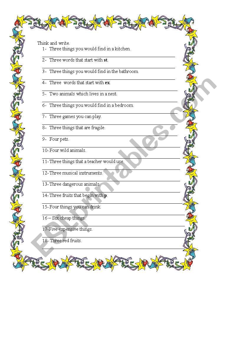 VOCABULARY worksheet