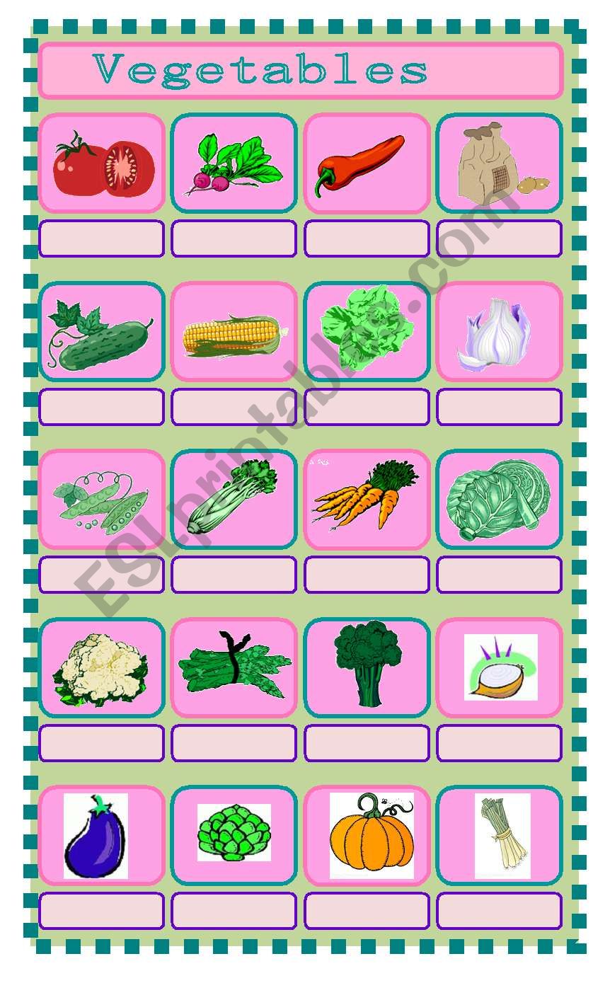 Vegetables vocabulary worksheet