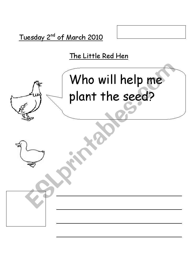 Little red hen worksheet