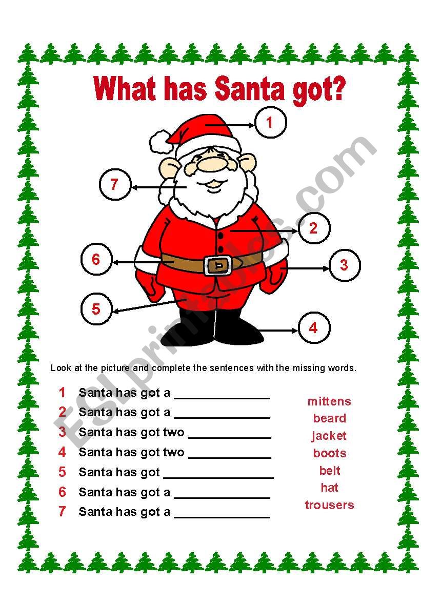 SANTAS CLOTHES worksheet