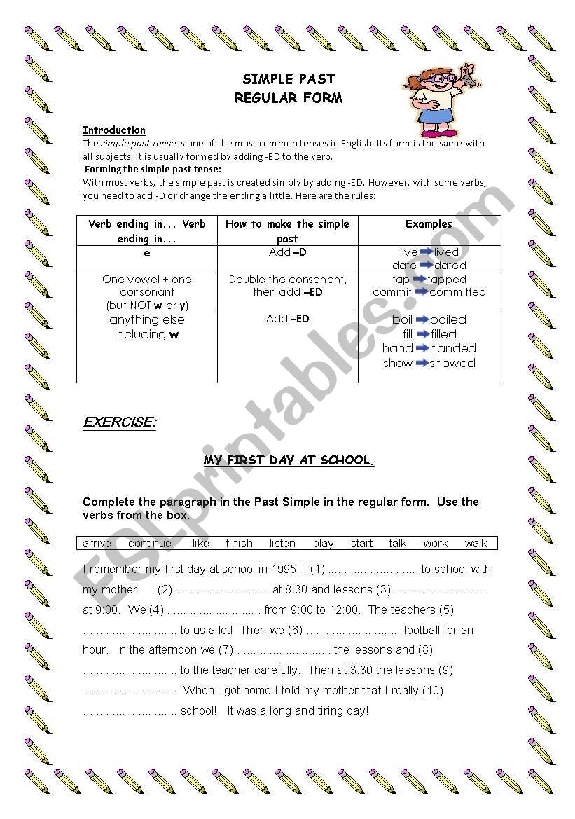 Simple Past - Regular Form worksheet