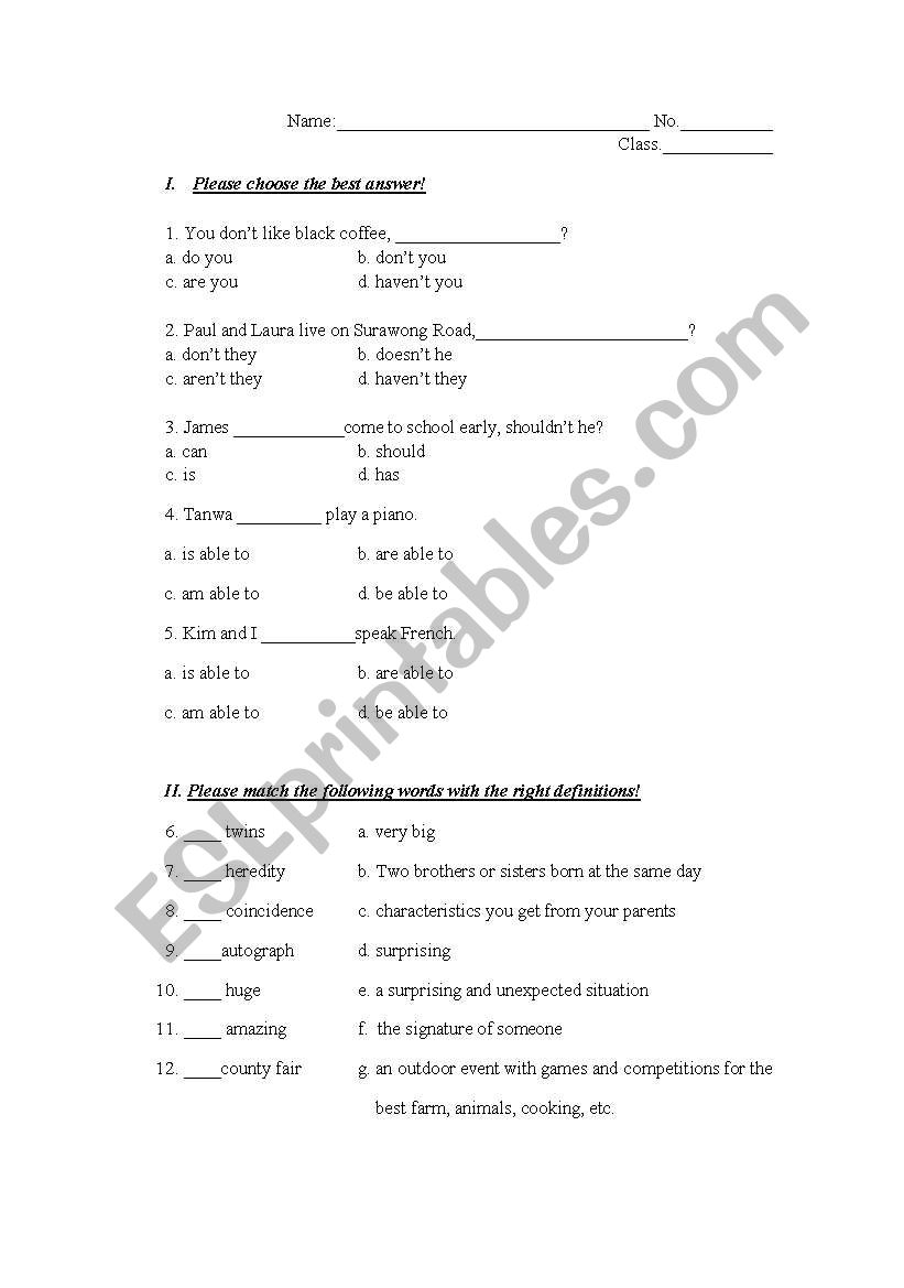 Test worksheet
