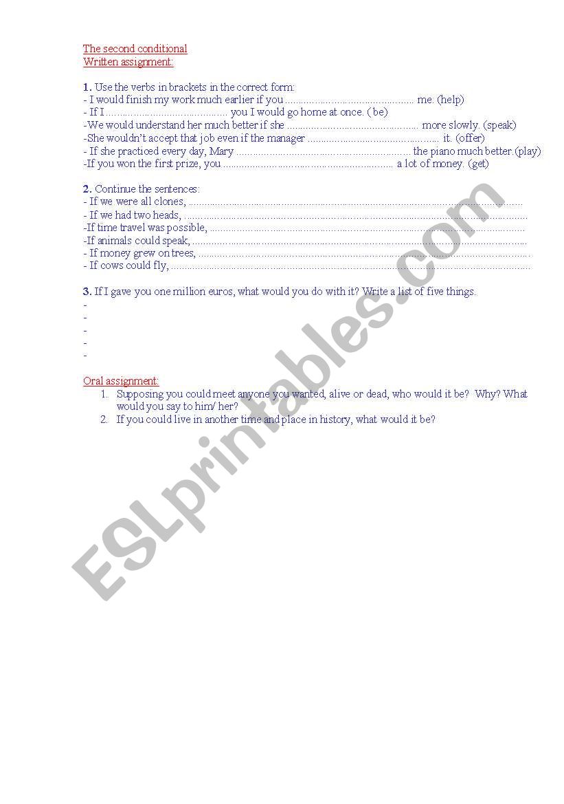 second conditional worksheet worksheet