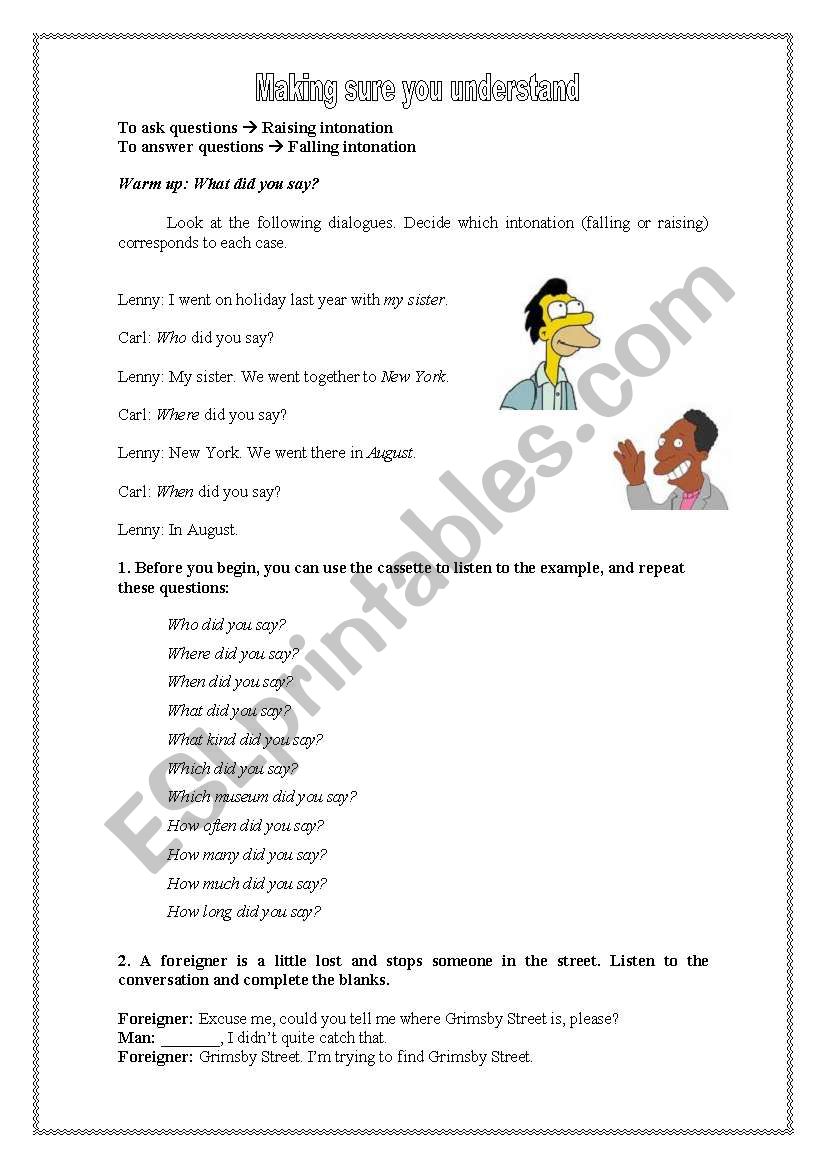 Making sure you understand! worksheet