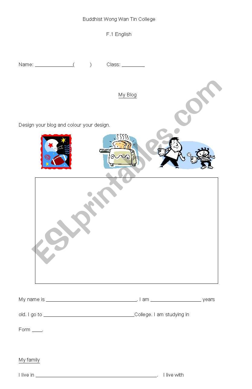 Writing_My blog worksheet