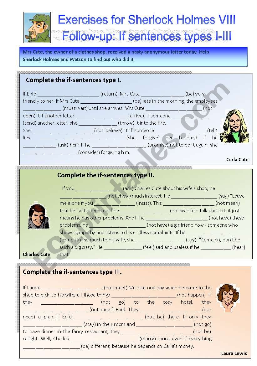 A case for Sherlock Holmes VIII - Follow-up. Exercises on if-sentences I-III