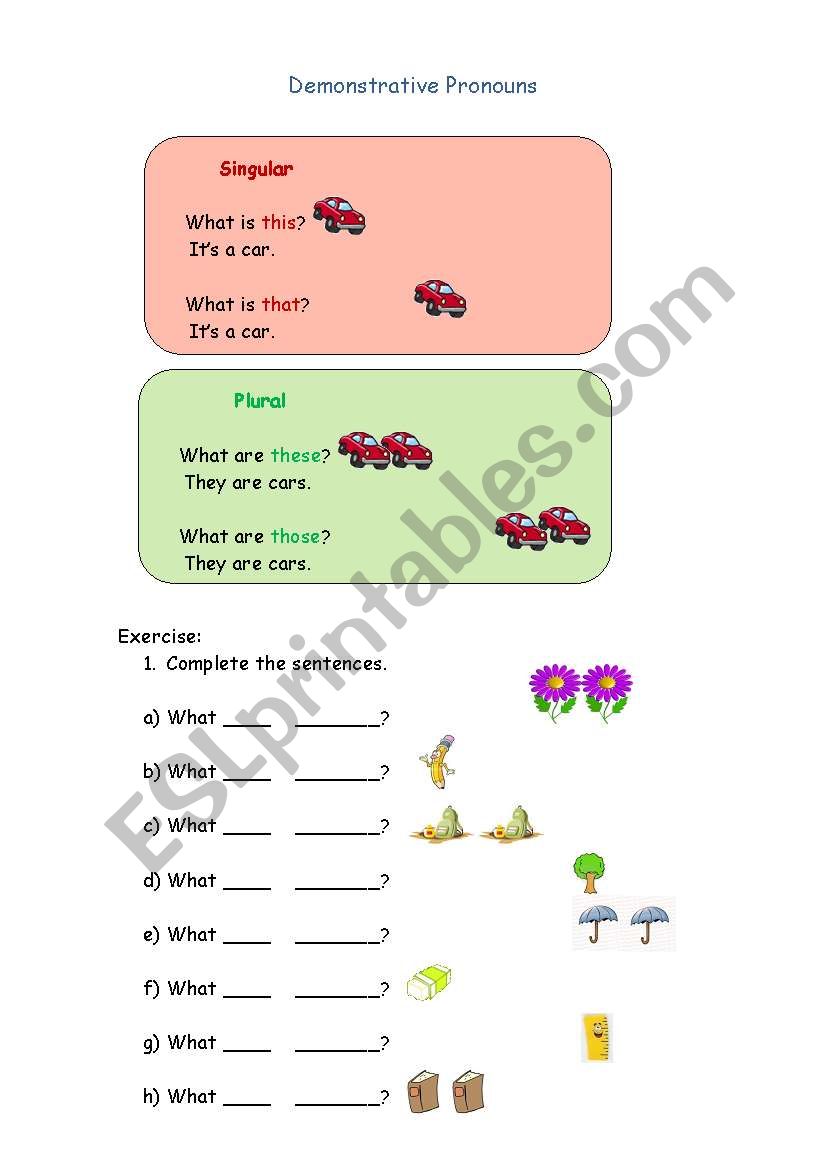 Demonstrative Pronouns - exercises