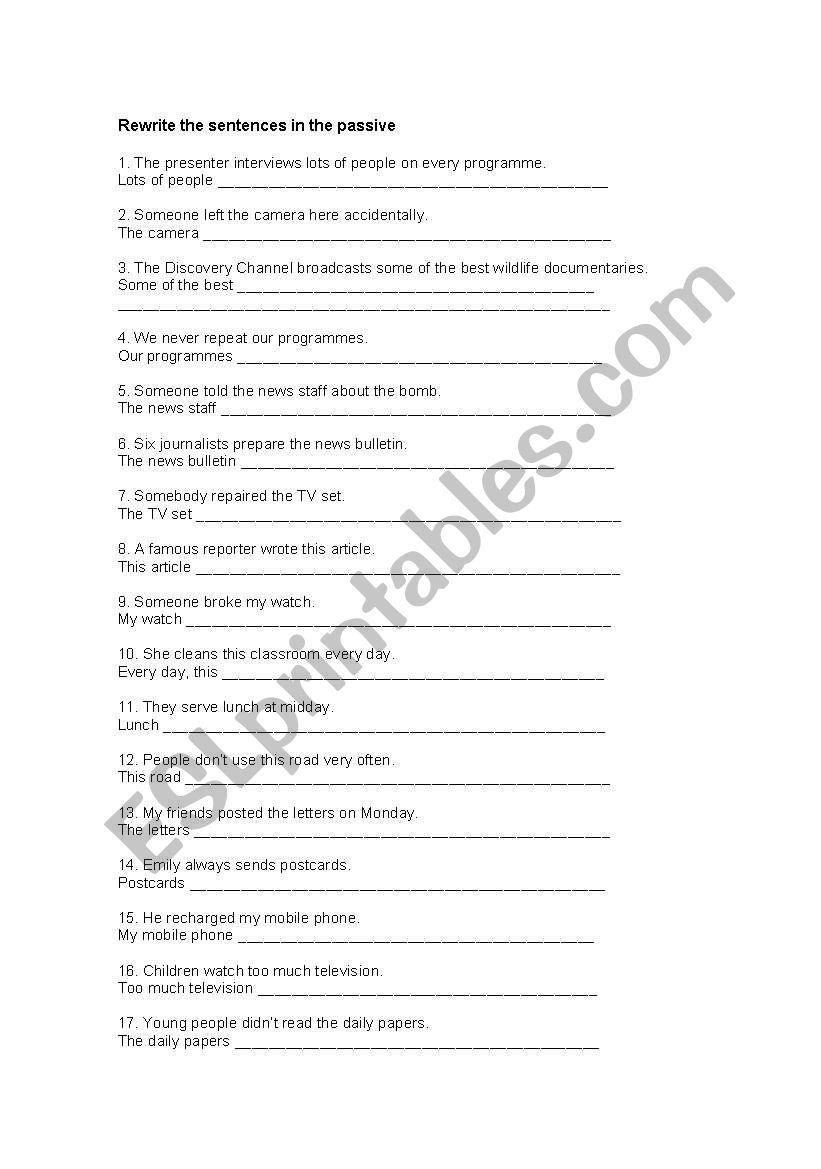 Passive voice worksheet