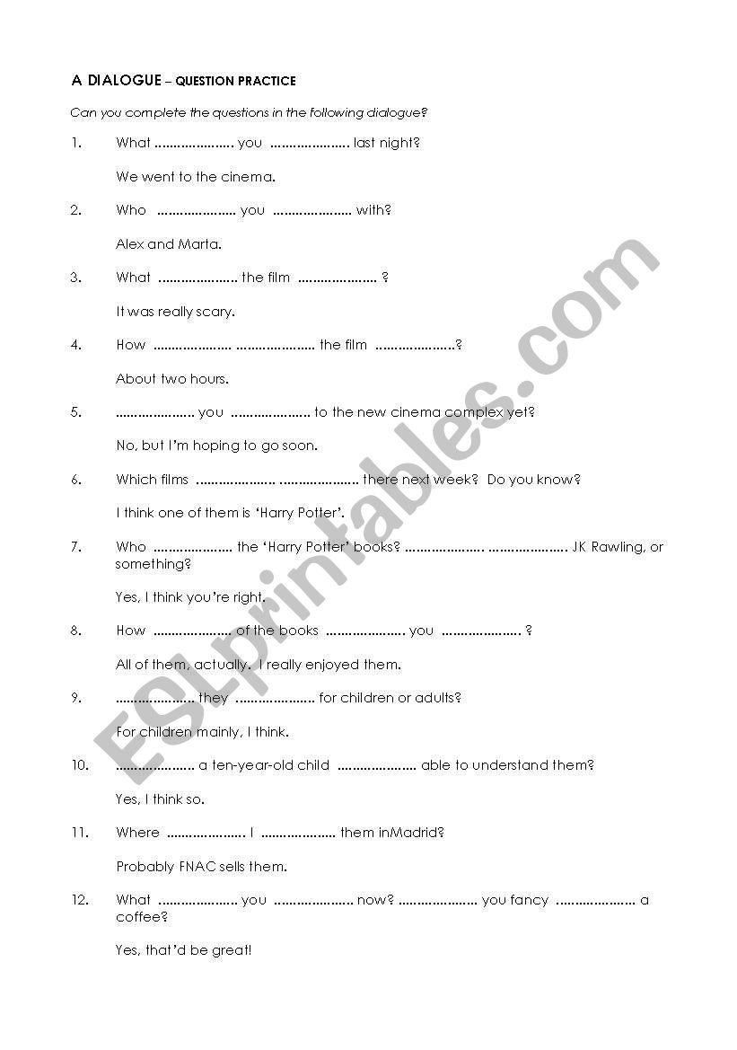  A Dialogue worksheet