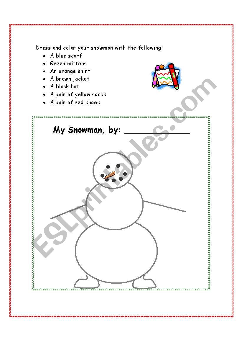 Dress Your Snowman worksheet