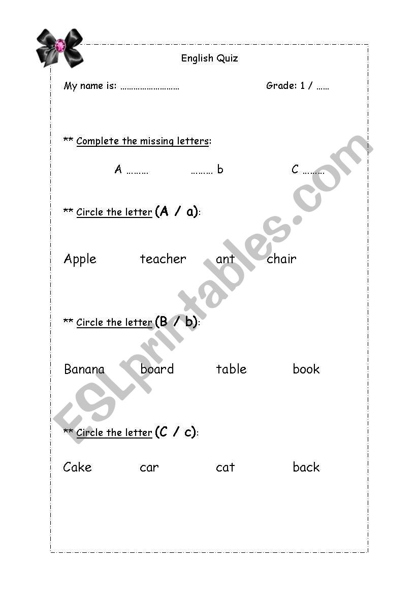 a,b,c worksheet