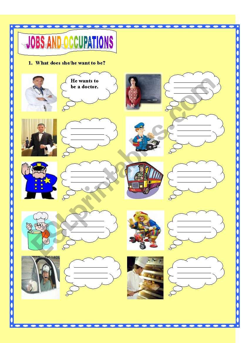 jobs and occupations worksheet