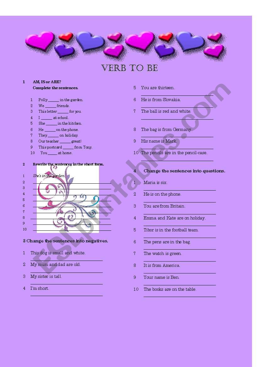 VERB TO BE worksheet