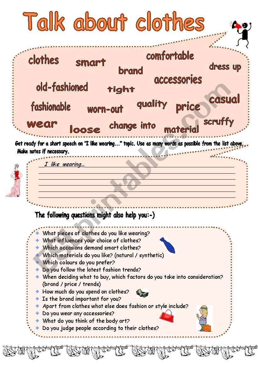 Talk about your Clothes! worksheet