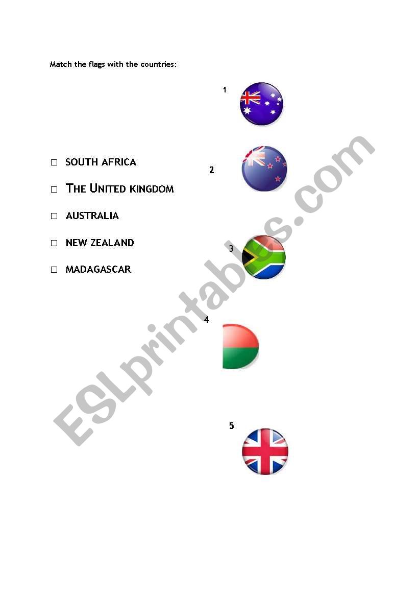 Flags worksheet